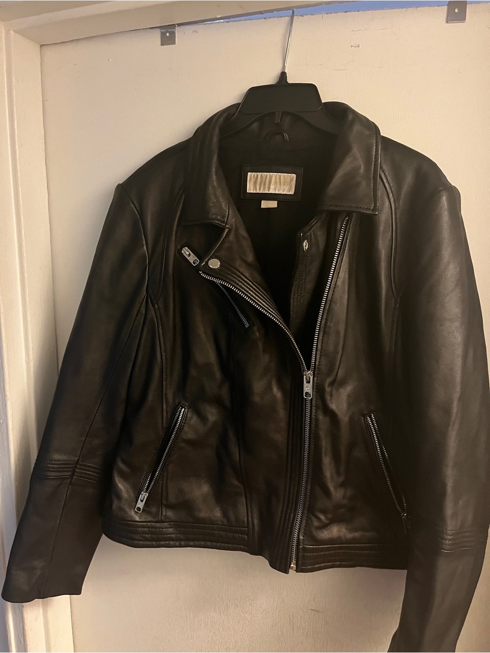 MICHAEL Michael Kors Black Leather Bomber Jacket